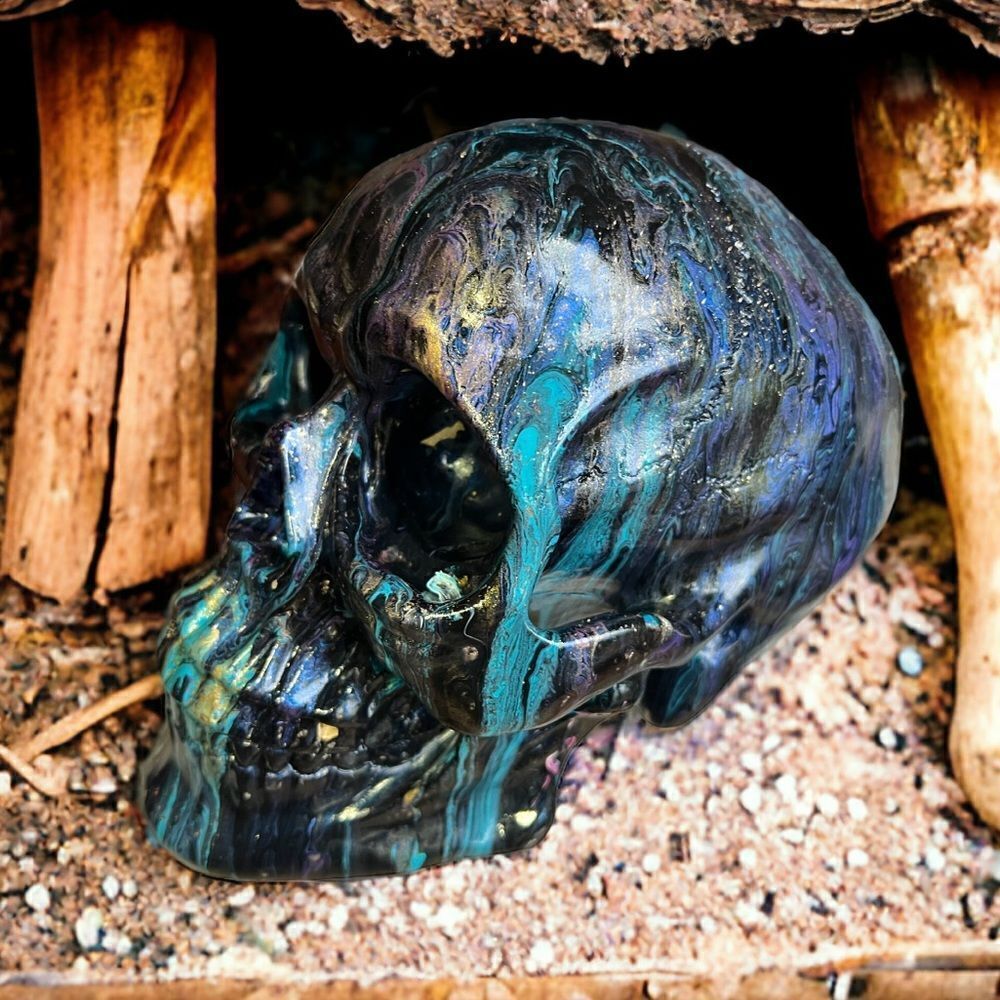 Hand-Painted One of A Kind Life Size Adult Human Skull - Picture 7 of 10